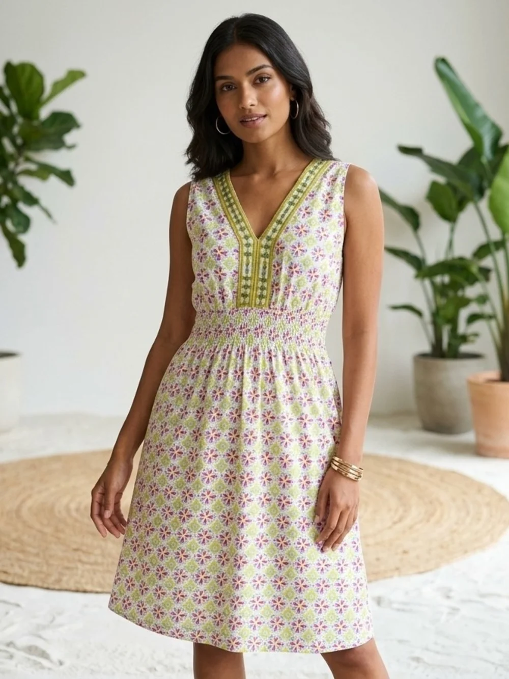 Surkana V-Neck Mini Beaded Dress Boho Festival Indie Vibes Whimsical Summer M - Picture 1 of 16
